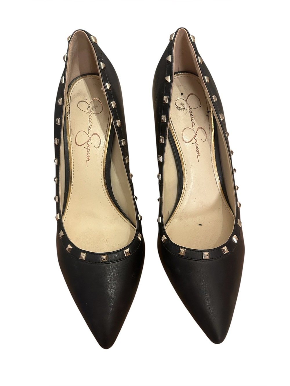 9 Black Studded Heels - Jessica Simpson 3.5 inch heel